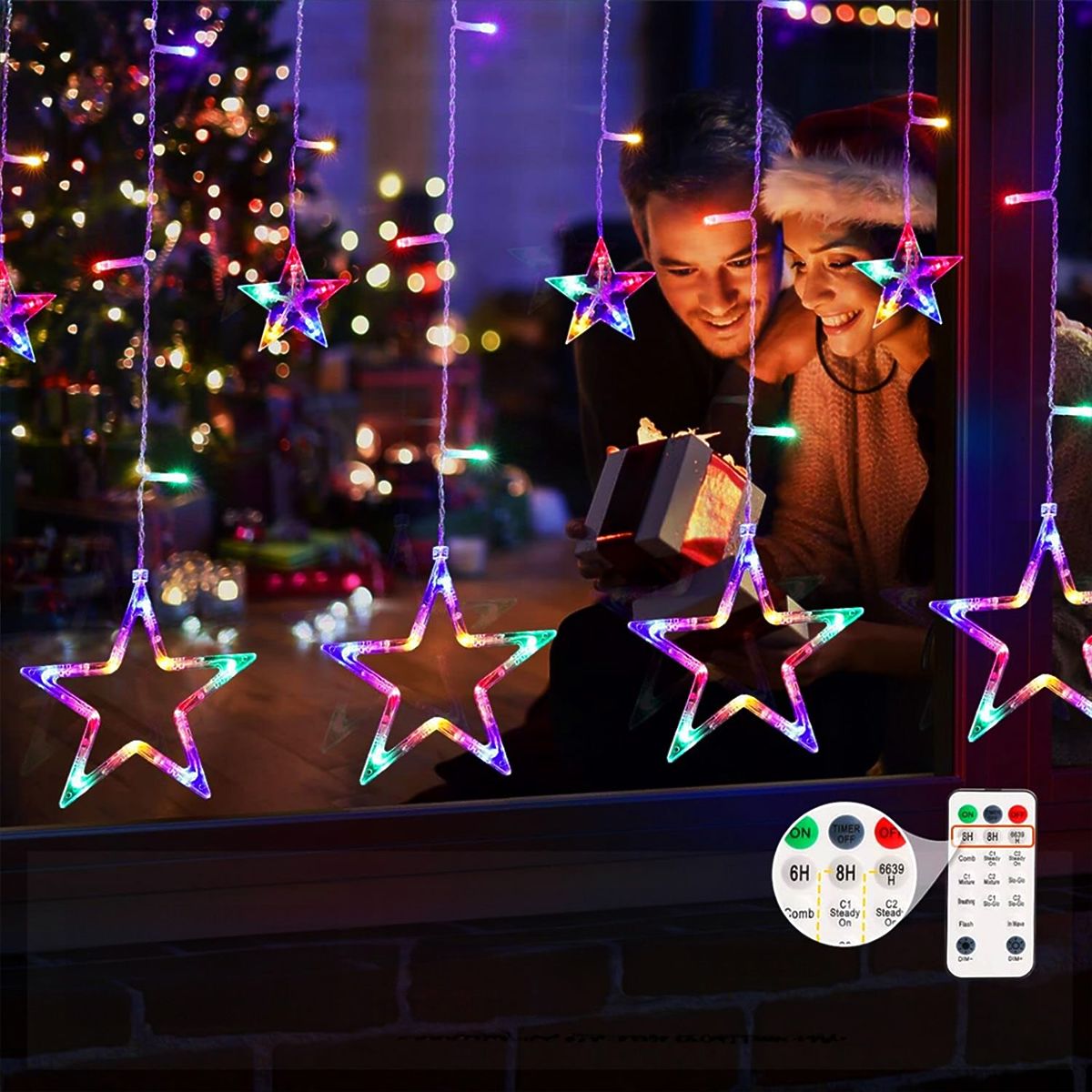 LED Vorhang Sterne Multicolor mit Fernbedienung CD002-138