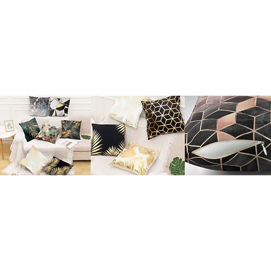 3D-Kissenbezug - grün-gold