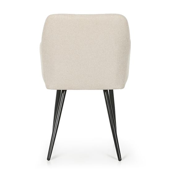 4x Gepolsterter Stuhl mit quadratischer Steppung Beige LUXANO Schwarze Beine Stoff Lumos