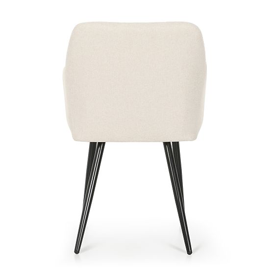 4x Gepolsterter Stuhl mit quadratischer Steppung Creme LUXANO Schwarze Beine Stoff Lumos