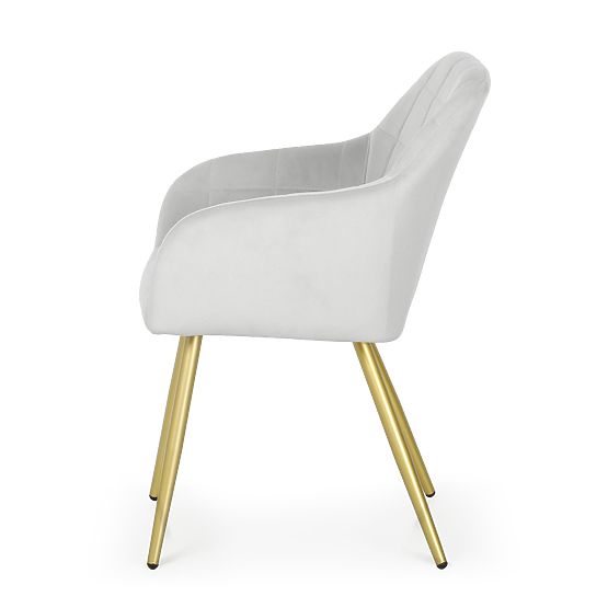 4x Gepolsterter Stuhl mit quadratischer Steppung Grau LUXANO Goldene Beine