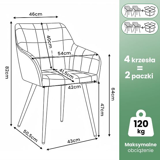 4x Gepolsterter Stuhl mit quadratischer Steppung Hellgrau LUXANO Schwarze Beine Stoff Lumos