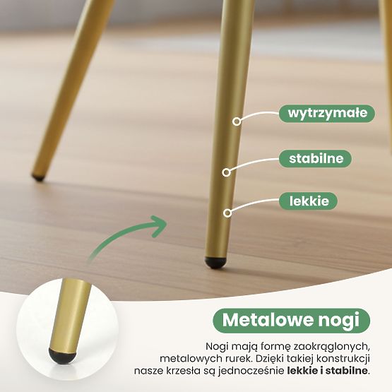 4x Polsterstuhl mit quadratischer Steppung Beige LUXANO Goldene Beine