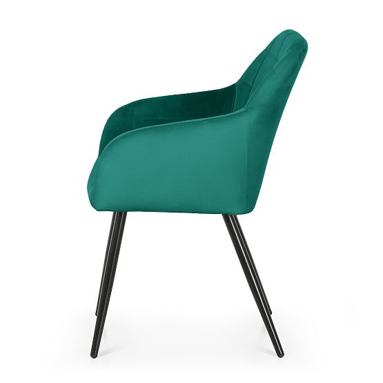 4x Polsterstuhl mit quadratischer Steppung Flaschengrün LUXANO Schwarze Beine