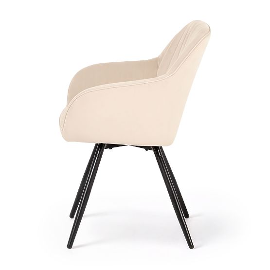 4x Samt-Drehstuhl mit Steppung Beige TURNO Schwarze Beine