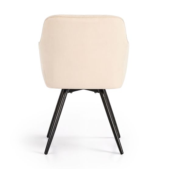 4x Samt-Drehstuhl mit Steppung Beige TURNO Schwarze Beine