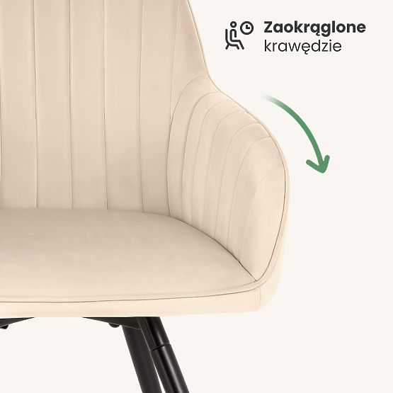 4x Samt-Drehstuhl mit Steppung Beige TURNO Schwarze Beine