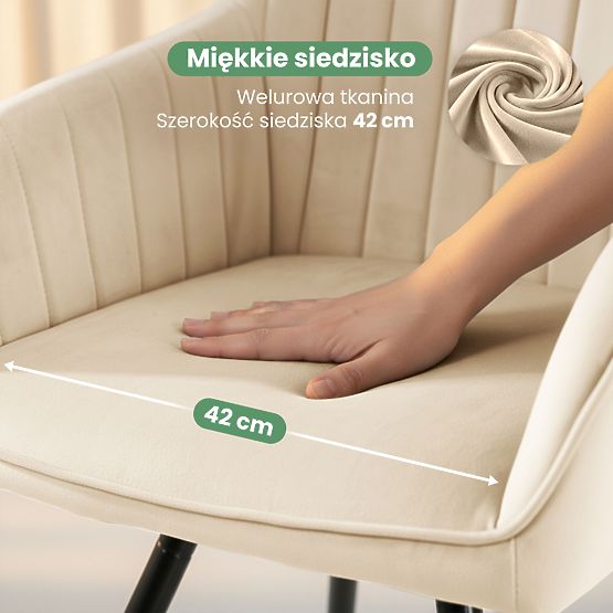 4x Samt-Drehstuhl mit Steppung Beige TURNO Schwarze Beine