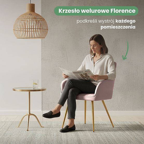 4x Samtgepolsterter Stuhl mit Steppung Puderrosa FLORENCE Goldene Beine