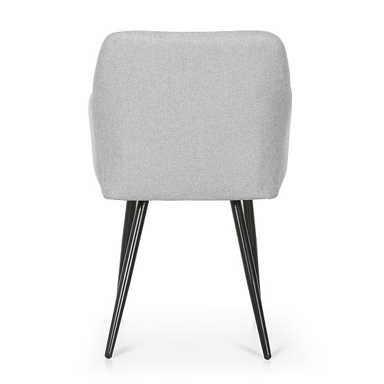 6x Gepolsterter Stuhl mit quadratischer Steppung Hellgrau LUXANO Schwarze Beine Stoff Lumos