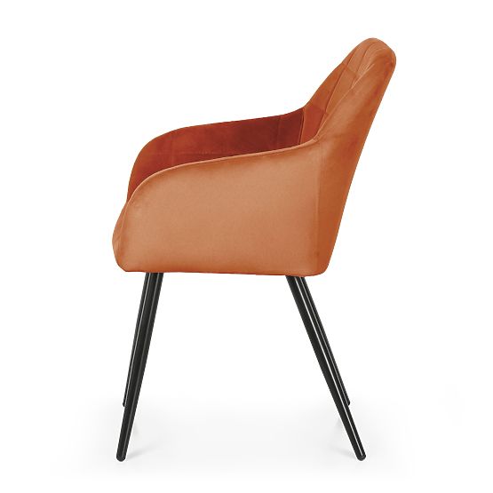 6x Gepolsterter Stuhl mit quadratischer Steppung Kupferfarben LUXANO Schwarze Beine