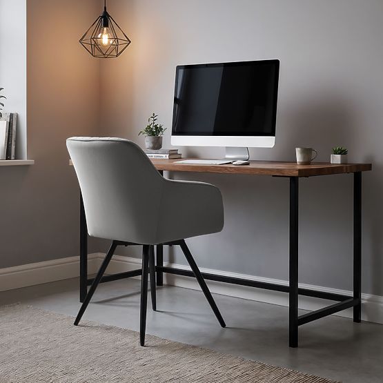 6x Samt-Drehstuhl mit Steppung Grau TURNO Schwarze Beine