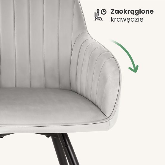 6x Samt-Drehstuhl mit Steppung Grau TURNO Schwarze Beine