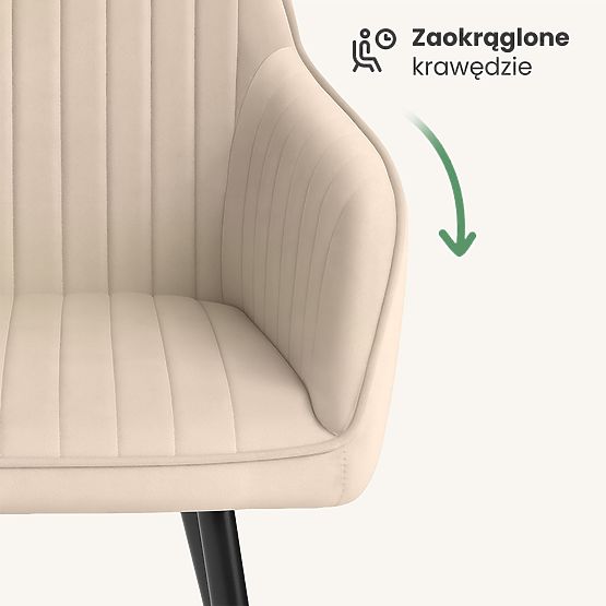 6x Samtgepolsterter Stuhl mit Steppung Beige FLORENCE Schwarze Beine