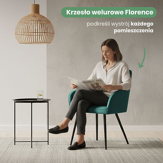 6x Samtgepolsterter Stuhl mit Steppung Flaschengrün FLORENCE Schwarze Beine