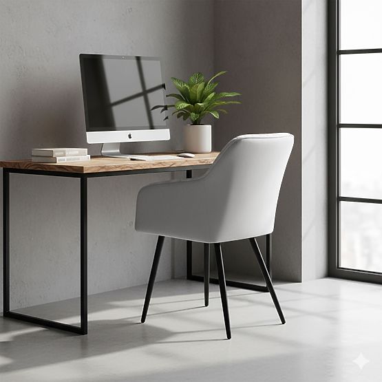 6x Samtgepolsterter Stuhl mit Steppung Grau FLORENCE Schwarze Beine