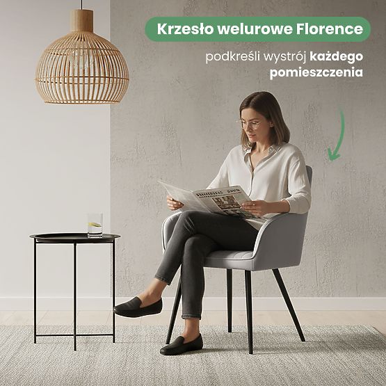 6x Samtgepolsterter Stuhl mit Steppung Grau FLORENCE Schwarze Beine