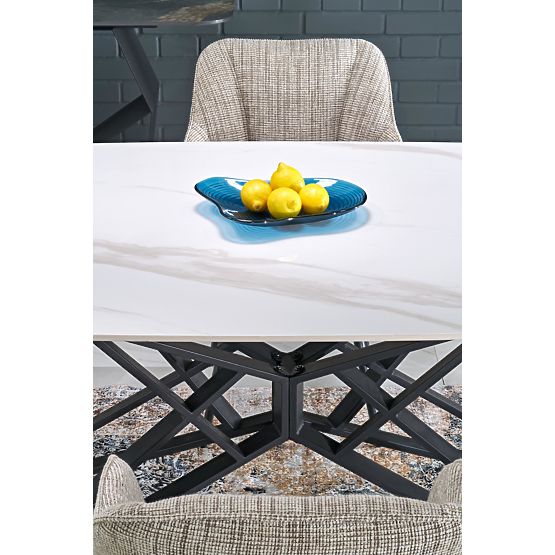 ALFREDO ausziehbarer Tisch, weißer Marmor / schwarz (2p=1Stk)