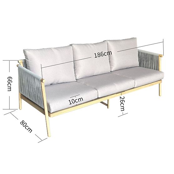 Aluminium Garten-Sofa BLANDO - großes 3-Sitzer, 186 cm