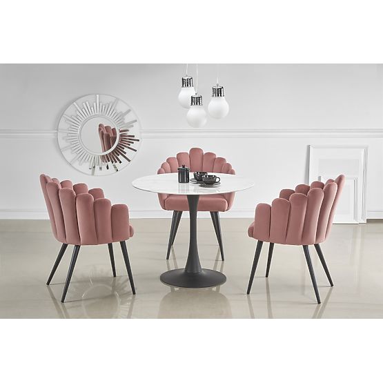 AMBROSIO runder Tisch, Platte - Glas, Bein - Schwarz (2p=1Stk)