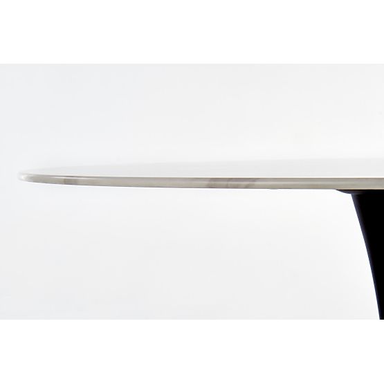 AMBROSIO runder Tisch, Platte - Glas, Bein - Schwarz (2p=1Stk)