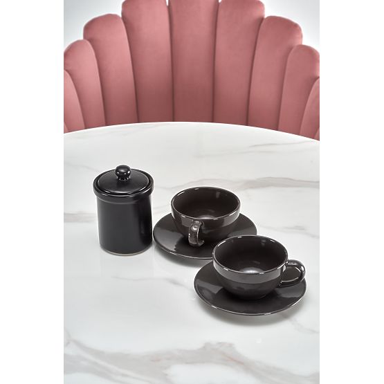 AMBROSIO runder Tisch, Platte - Glas, Bein - Schwarz (2p=1Stk)