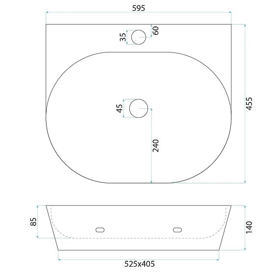 Aufsatz- / Wandwaschbecken Rea Kim 60