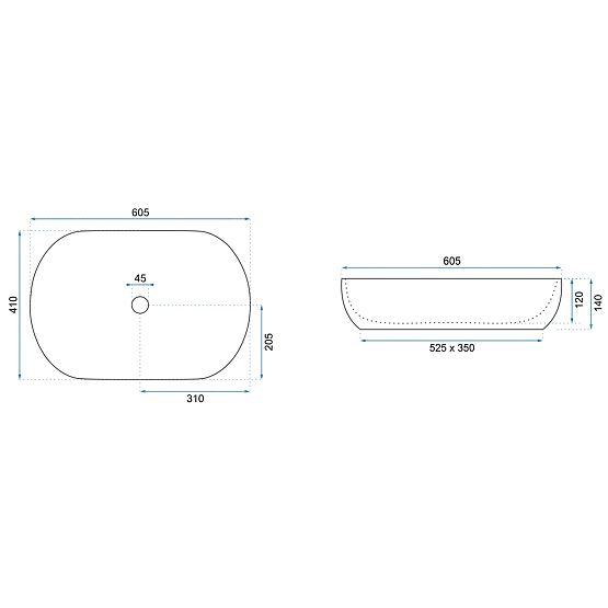 Aufsatzwaschbecken Rea CLEO 61 BLACK AIAX MATT