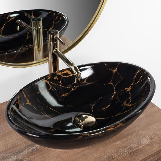 Aufsatzwaschbecken REA Pamela Black Marble Shiny
