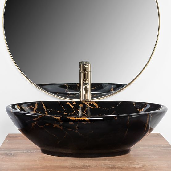 Aufsatzwaschbecken REA Pamela Black Marble Shiny