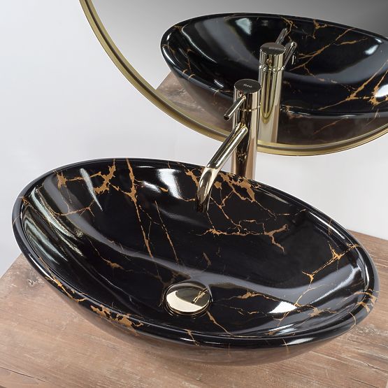 Aufsatzwaschbecken REA Pamela Black Marble Shiny