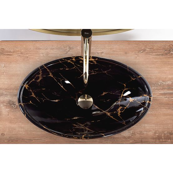 Aufsatzwaschbecken REA Pamela Black Marble Shiny
