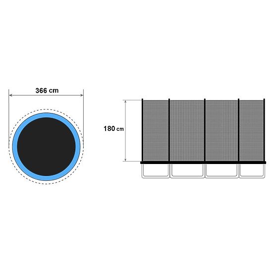 Außennetz für Trampolin 366 cm 12 ft/8 Stangen