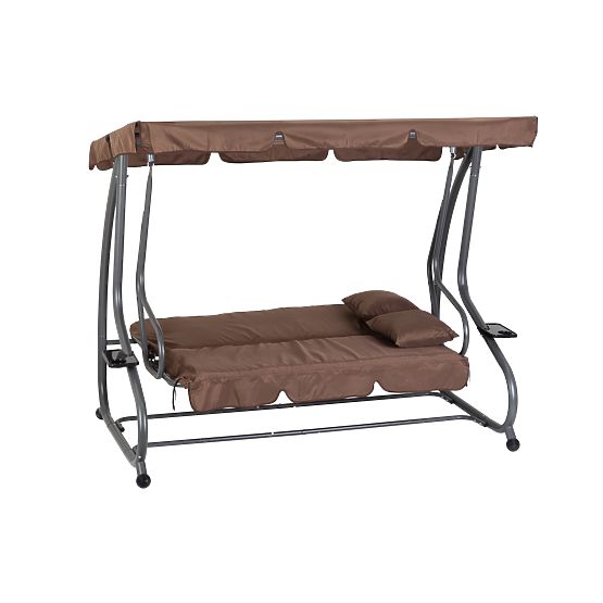 Ausziehbare Gartenschaukel 2-in-1 mit Kissen braun