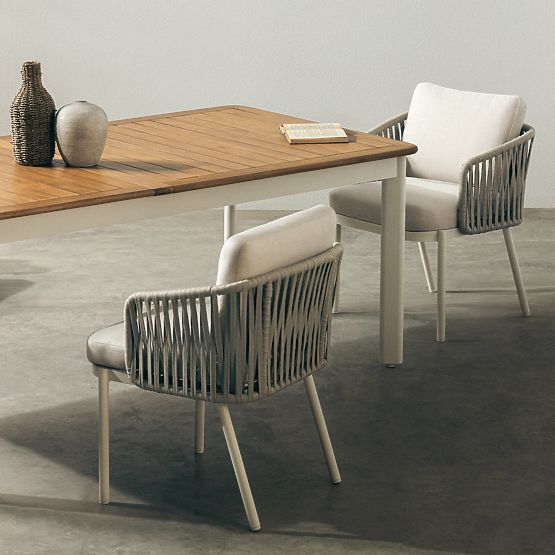 Ausziehbarer Gartentisch Porticato 211-300 cm Akazienholz FSC, Teakoptik, hellbeige