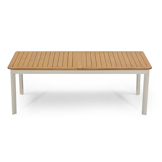 Ausziehbarer Gartentisch Porticato 211-300 cm Akazienholz FSC, Teakoptik, hellbeige
