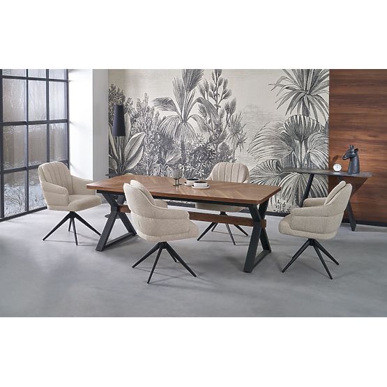 Ausziehbarer Tisch BARON, Nussbaum / Schwarz (2p=1Stk)