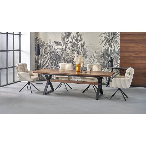 Ausziehbarer Tisch BARON, Nussbaum / Schwarz (2p=1Stk)