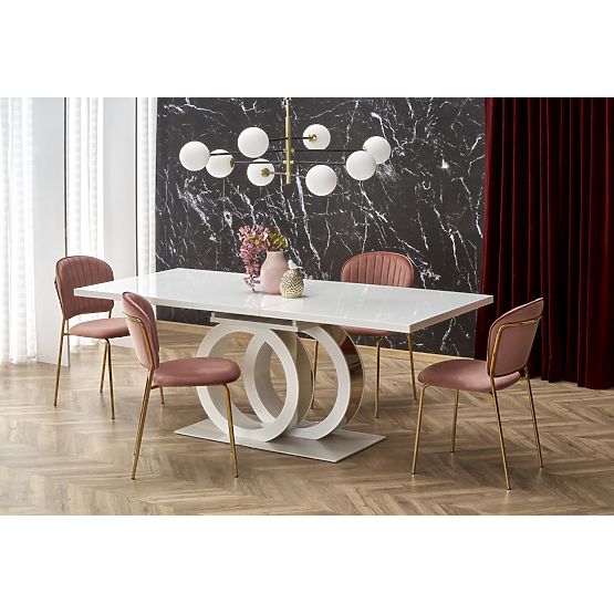 Ausziehbarer Tisch GALARDO, weiß / gold (3p=1ks)
