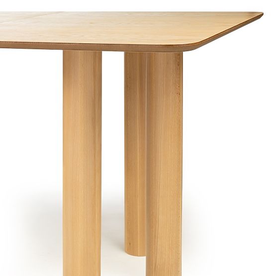 Ausziehbarer Tisch Loa 140-200 cm, Eichenfurnier, natur, Buchenholz, abgerundet