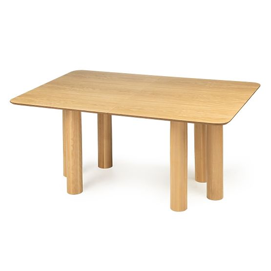 Ausziehbarer Tisch Loa 140-200 cm, Eichenfurnier, natur, Buchenholz, abgerundet