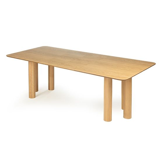 Ausziehbarer Tisch Loa 140-200 cm, Eichenfurnier, natur, Buchenholz, abgerundet