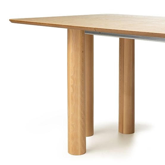 Ausziehbarer Tisch Loa 140-200 cm, Eichenfurnier, natur, Buchenholz, abgerundet