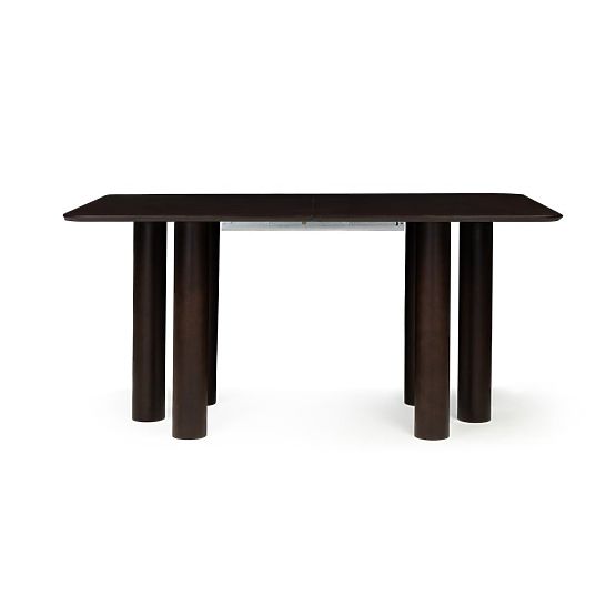 Ausziehbarer Tisch Loa 140-200 cm, Eichenfurnier, Nussbaum, Buchenholz, abgerundet