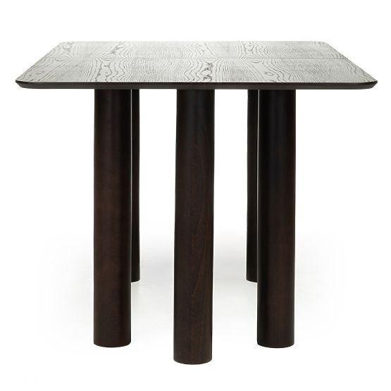 Ausziehbarer Tisch Loa 140-200 cm, Eichenfurnier, Nussbaum, Buchenholz, abgerundet
