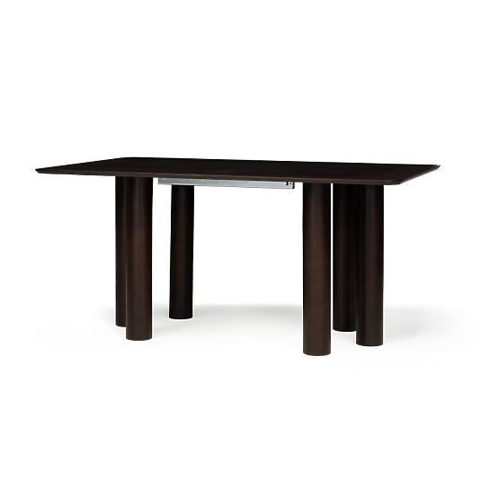 Ausziehbarer Tisch Loa 140-200 cm, Eichenfurnier, Nussbaum, Buchenholz, abgerundet