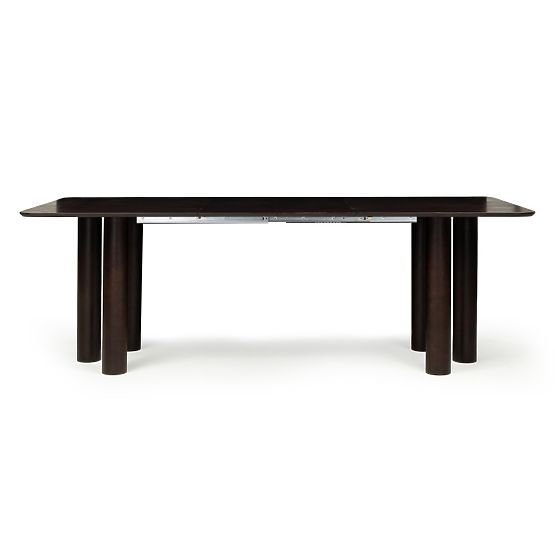 Ausziehbarer Tisch Loa 140-200 cm, Eichenfurnier, Nussbaum, Buchenholz, abgerundet