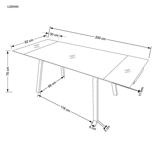 Ausziehbarer Tisch LOZANO, schwarzer Marmor / Walnuss (2p=1Stk)