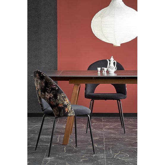 Ausziehbarer Tisch LOZANO, schwarzer Marmor / Walnuss (2p=1Stk)