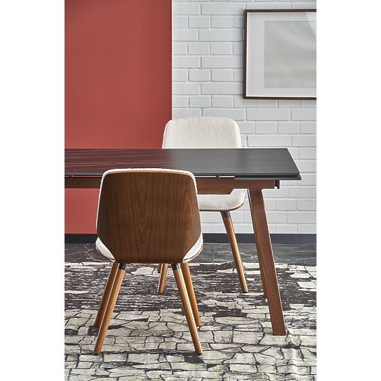 Ausziehbarer Tisch LOZANO, schwarzer Marmor / Walnuss (2p=1Stk)